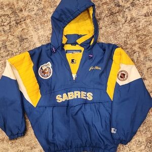 STARTER Blue and Yellow Sabres Hooded Jacket